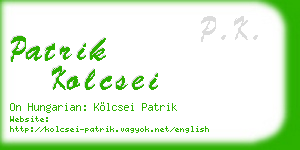 patrik kolcsei business card